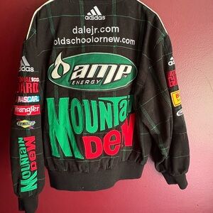 Nascar Kids Jean Jacket - Black with Green and Red Accents